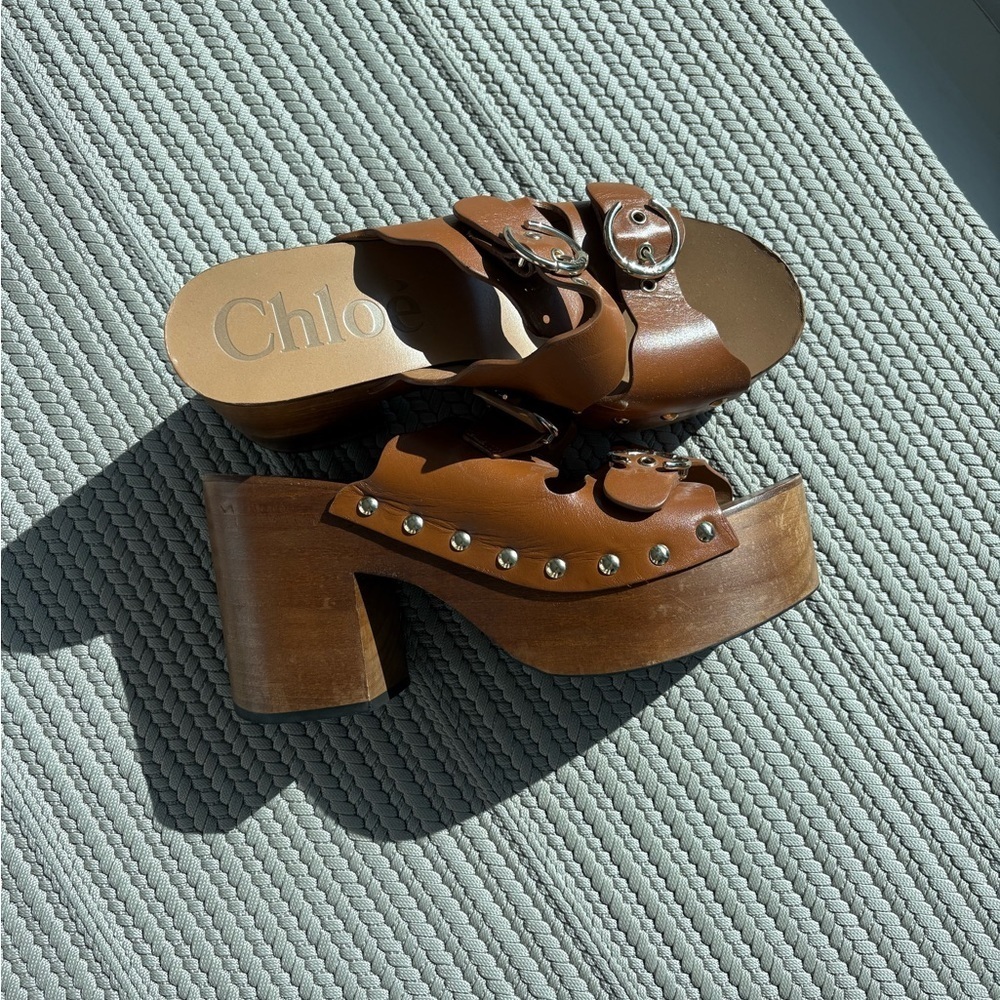 Chloe Ingrid Buckle Platform Mules - Picture 3 of 3